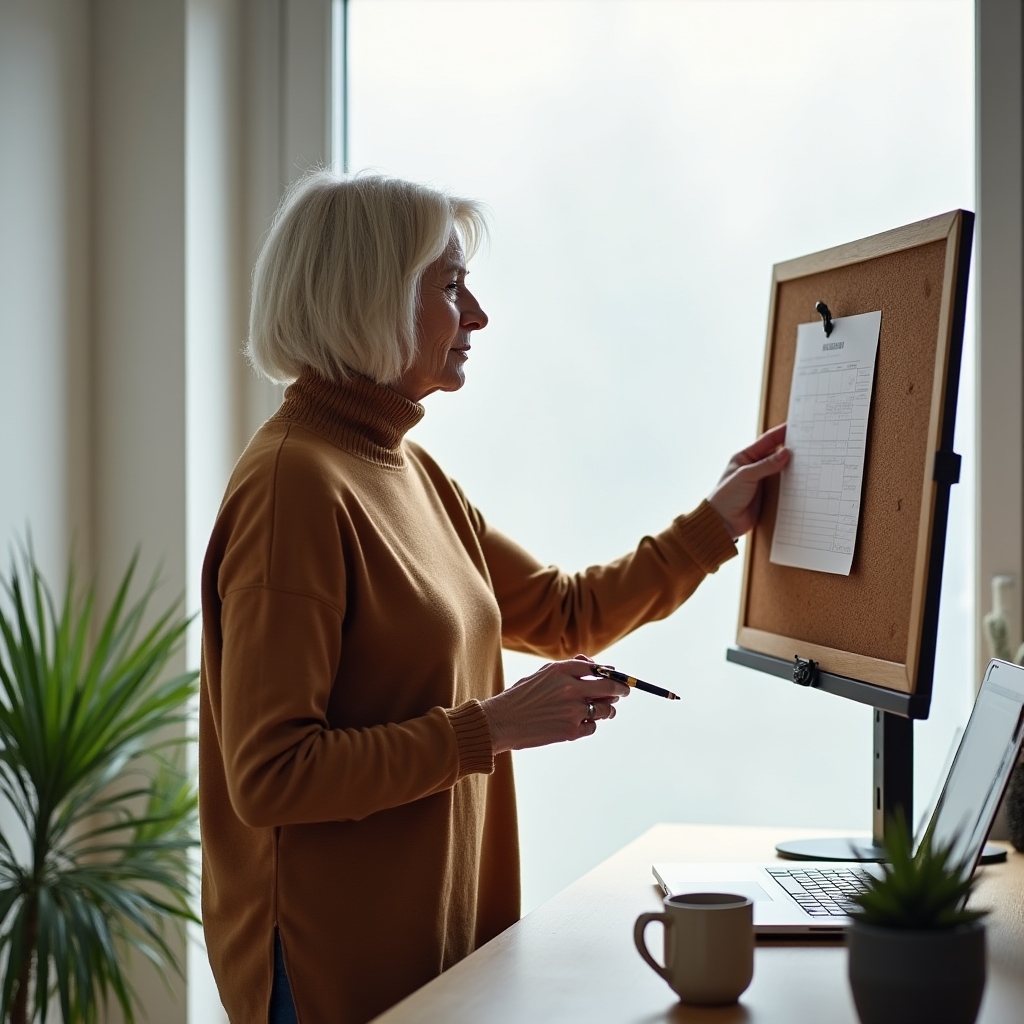 Professionista concentrato che lavora su più attività in un ambiente di lavoro moderno e organizzato
